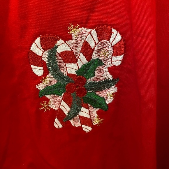 Blue Generation Womens Long Sleeve Embroidered Button Top Size 4XL Red Christmas - Picture 4 of 12